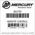 Bar codes for Mercury Marine part number 802755