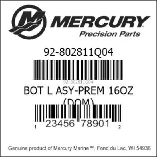 Bar codes for Mercury Marine part number 92-802811Q04