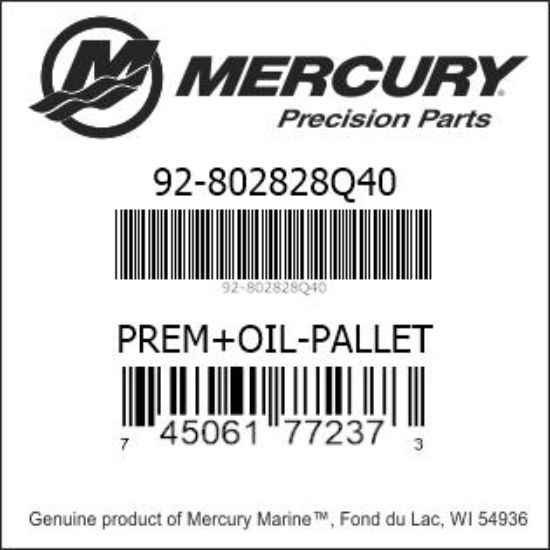 Bar codes for Mercury Marine part number 92-802828Q40