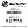 Bar codes for Mercury Marine part number 92-802859A1