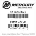 Bar codes for Mercury Marine part number 92-802878021