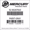 Bar codes for Mercury Marine part number 92-80287810
