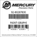 Bar codes for Mercury Marine part number 92-80287830