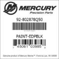 Bar codes for Mercury Marine part number 92-802878Q50