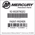 Bar codes for Mercury Marine part number 92-802878Q52