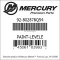 Bar codes for Mercury Marine part number 92-802878Q54