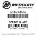 Bar codes for Mercury Marine part number 92-802878Q55