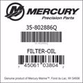 Bar codes for Mercury Marine part number 35-802886Q