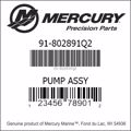 Bar codes for Mercury Marine part number 91-802891Q2