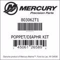 Bar codes for Mercury Marine part number 803062T1