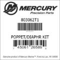 Bar codes for Mercury Marine part number 803062T1