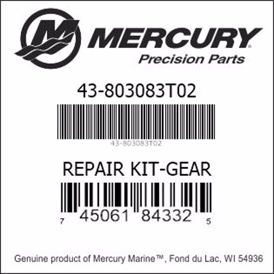 Bar codes for Mercury Marine part number 43-803083T02