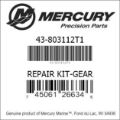 Bar codes for Mercury Marine part number 43-803112T1