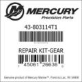 Bar codes for Mercury Marine part number 43-803114T1