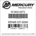 Bar codes for Mercury Marine part number 43-803115T1