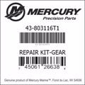 Bar codes for Mercury Marine part number 43-803116T1