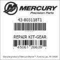 Bar codes for Mercury Marine part number 43-803118T1
