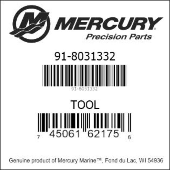 Bar codes for Mercury Marine part number 91-8031332