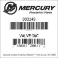 Bar codes for Mercury Marine part number 803149