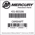 Bar codes for Mercury Marine part number 431-803186