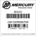 Bar codes for Mercury Marine part number 803332