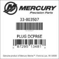 Bar codes for Mercury Marine part number 33-803507