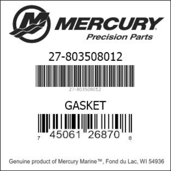 Bar codes for Mercury Marine part number 27-803508012