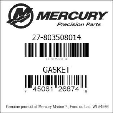 Mercury Marine part number 27-803508014 GASKET Bar codes for Mercury Marine part number 27-803508014