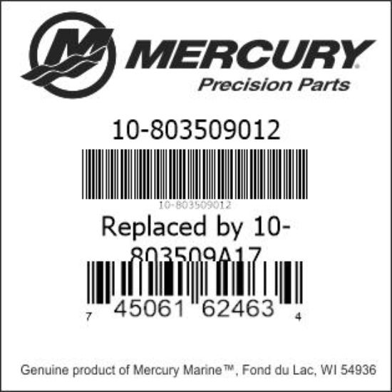 Bar codes for Mercury Marine part number 10-803509012