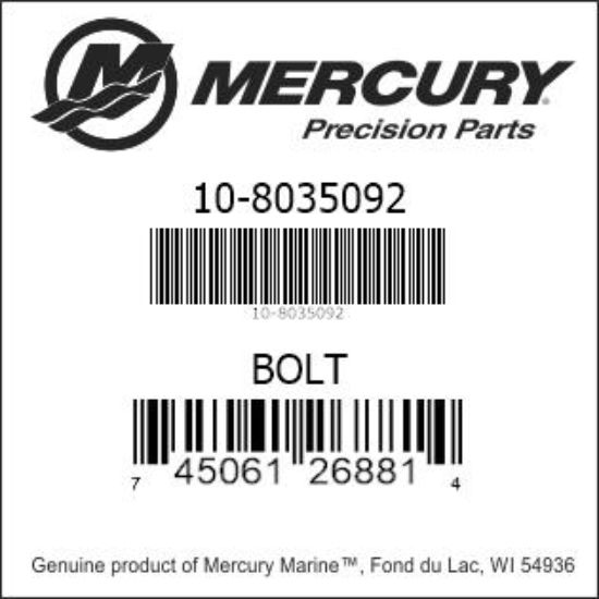 Bar codes for Mercury Marine part number 10-8035092
