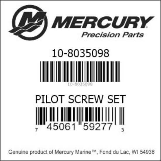Bar codes for Mercury Marine part number 10-8035098