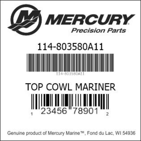 Bar codes for Mercury Marine part number 114-803580A11