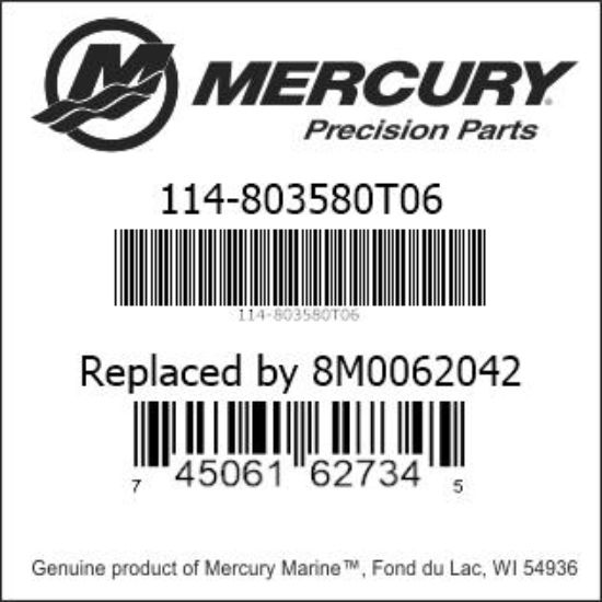 Bar codes for Mercury Marine part number 114-803580T06