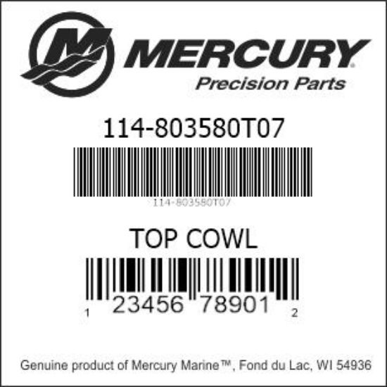 Bar codes for Mercury Marine part number 114-803580T07