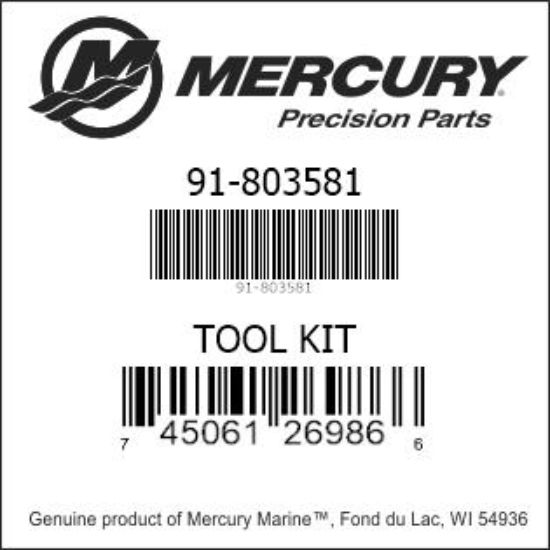 Bar codes for Mercury Marine part number 91-803581
