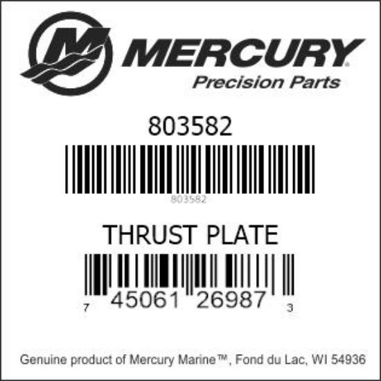 Bar codes for Mercury Marine part number 803582