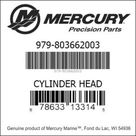 Bar codes for Mercury Marine part number 979-803662003