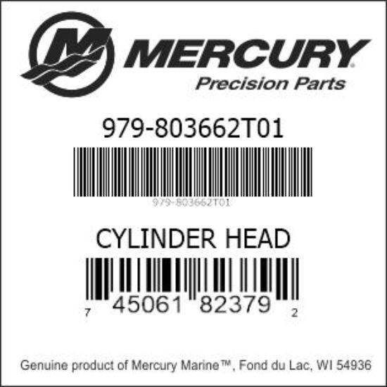 Bar codes for Mercury Marine part number 979-803662T01