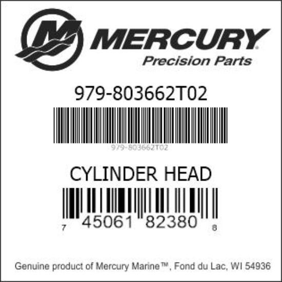 Bar codes for Mercury Marine part number 979-803662T02