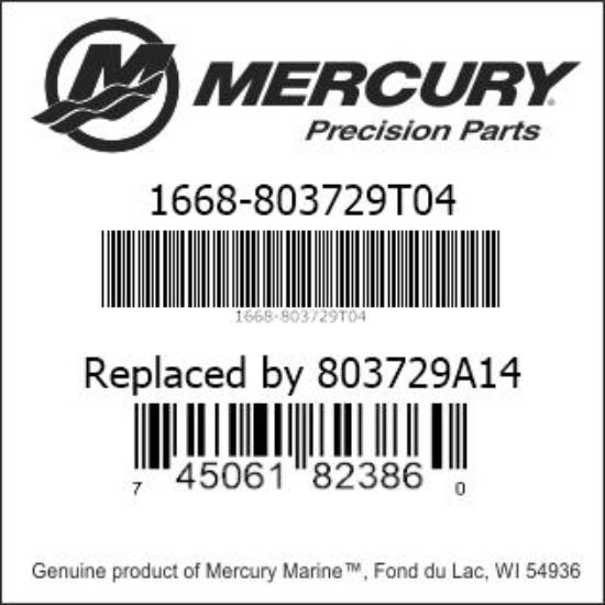 Bar codes for Mercury Marine part number 1668-803729T04
