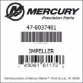 Bar codes for Mercury Marine part number 47-8037481