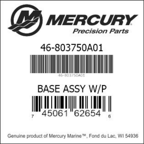 Bar codes for Mercury Marine part number 46-803750A01