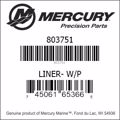 Bar codes for Mercury Marine part number 803751