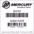 Bar codes for Mercury Marine part number 803753