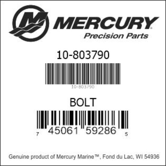Bar codes for Mercury Marine part number 10-803790
