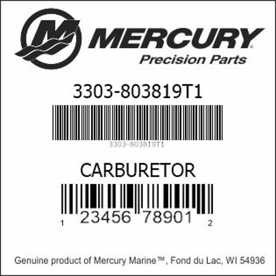 Bar codes for Mercury Marine part number 3303-803819T1
