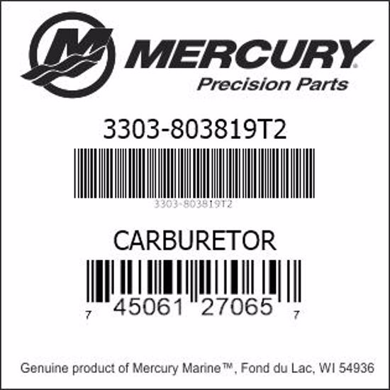 Bar codes for Mercury Marine part number 3303-803819T2