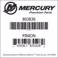 Bar codes for Mercury Marine part number 803836