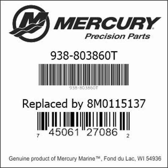 Bar codes for Mercury Marine part number 938-803860T