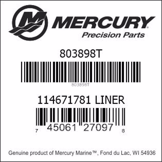 Bar codes for Mercury Marine part number 803898T